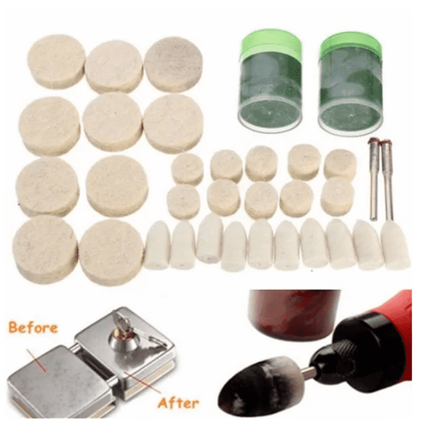 34pcs 1/8 Inch Wool Polishing Buffing Polish Wheel Kit for Dremel 34pcs 1/8 Inch Wool Polishing Buffing Polish Wheel Kit for Dremel